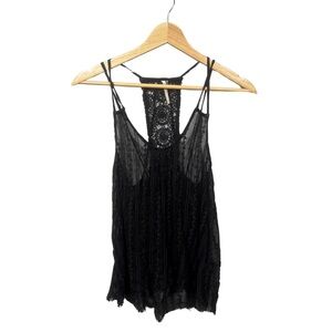 Free People Black Sheer Boho Tank Top